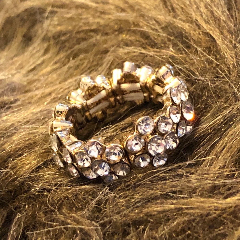 Rhinestone flower eternity stretch band